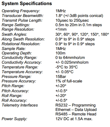 3D Profiling Sonar(2001)의 제품설명서