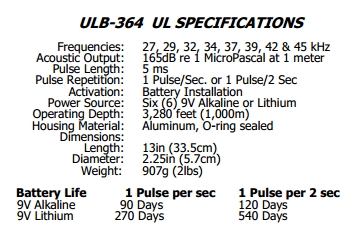 Pinger / Transponders(ULB-364 EL)의 제품설명서