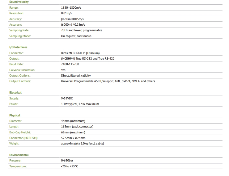 Sound Velocity Probe(SVP 70) Catalogue