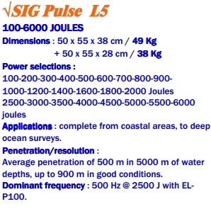 Energy Sources(SIG Pulse L5)의 제품설명서