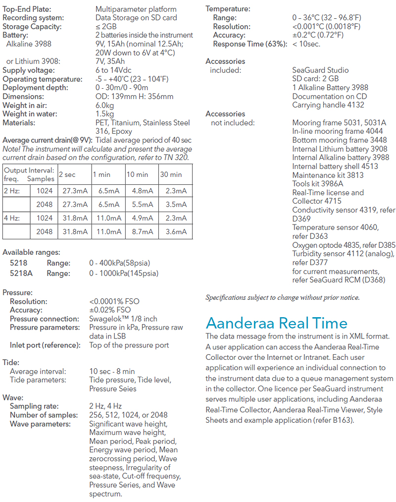 Wave and Tide Recorder(Seaguard WTR) Catalogue