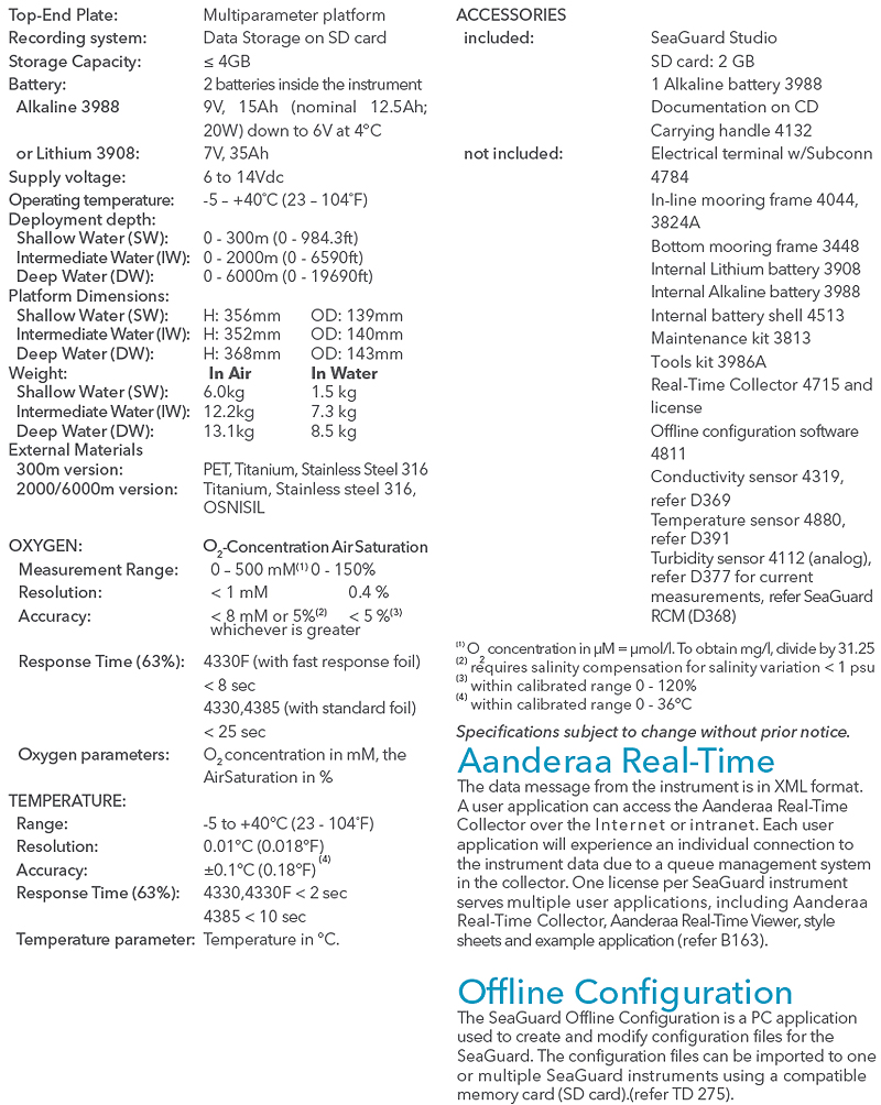 Oxygen Recorder(Seaguard O2) Catalogue