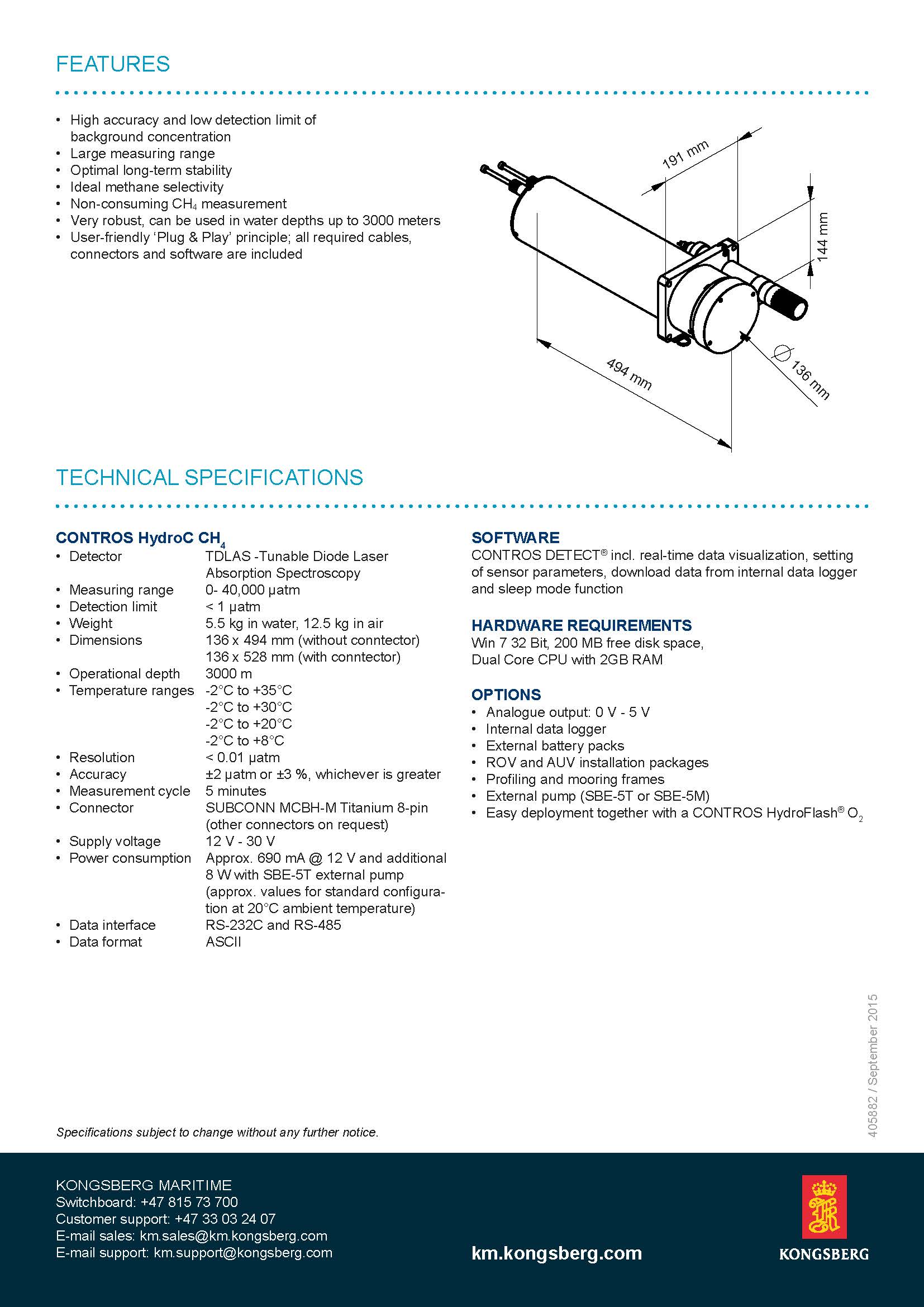 Underwater Methane Sensor(HydroC CH4)의 제품설명서